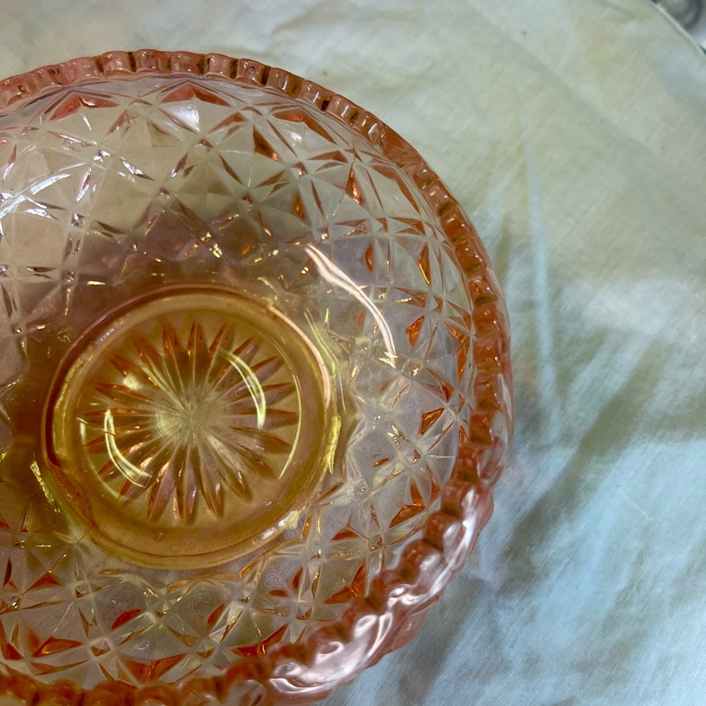 Imperial Little Jewel Lily Pink Diamond Pattern Bowl 5” Depression Glass